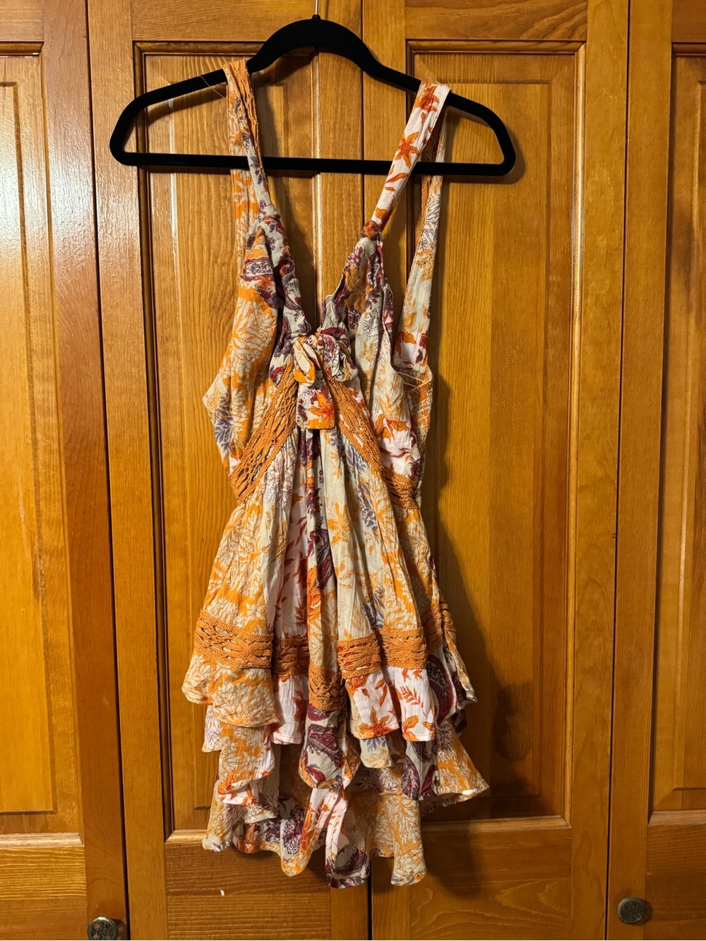 Free People | Floral Orange Tiered Romper - Women